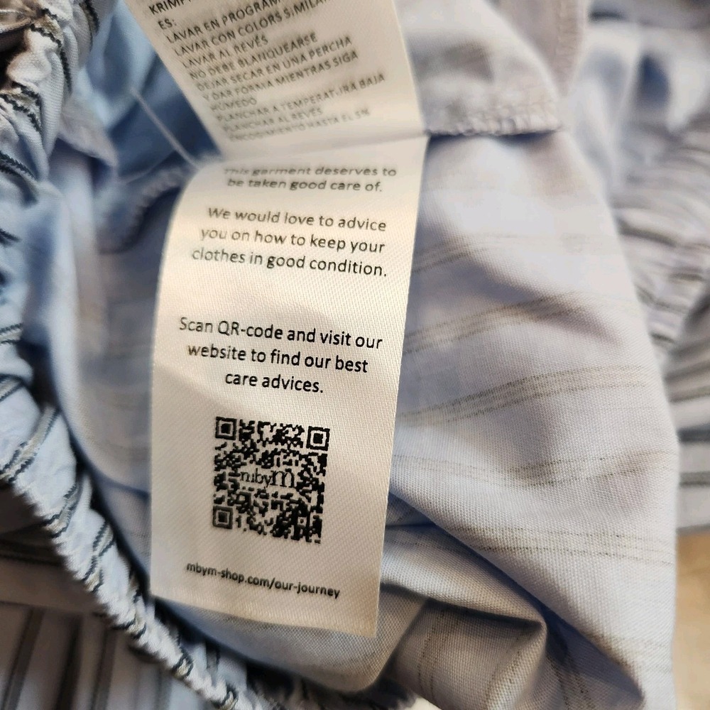 mbyM Irina-M Striped Blue 100% Cotton Wide Leg Casual Lounge Pants XS Coastal - Picture 7 of 9